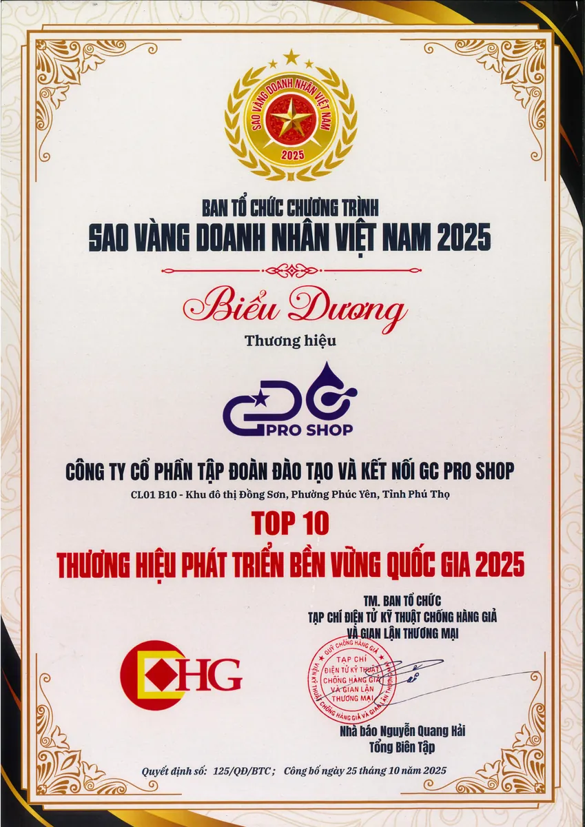Top 10 Thương hiệu phát triển bền vững quốc gia 2025